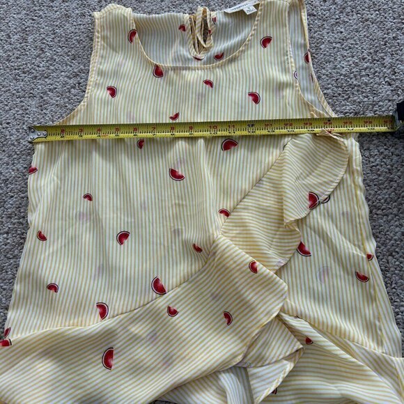 🎀 3 for $25 🎀 Coverstitched Women’s S Yellow Stripe Top Watermelon Summer - Picture 5 of 6